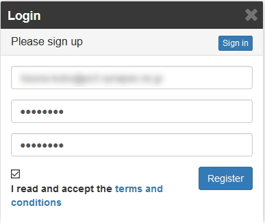 Wanaplan 「sign up」からユーザー登録可能